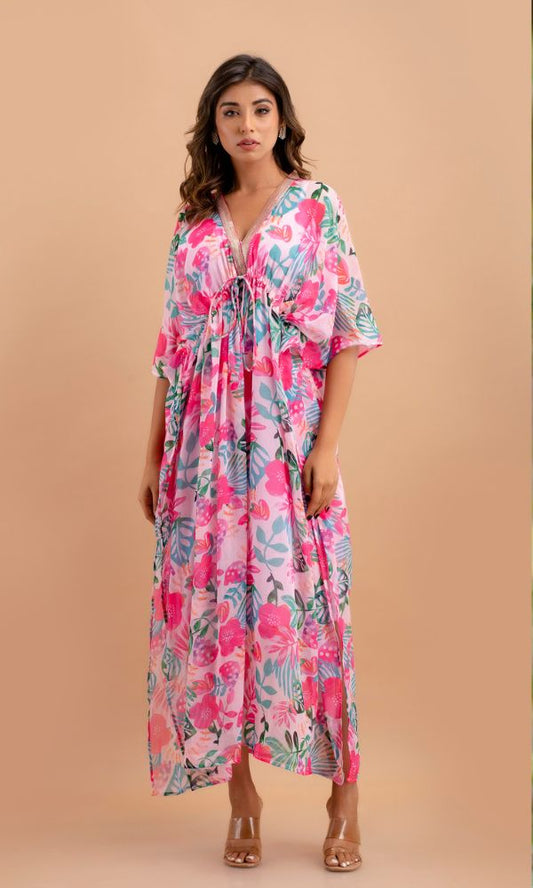 Printed kaftans with slips