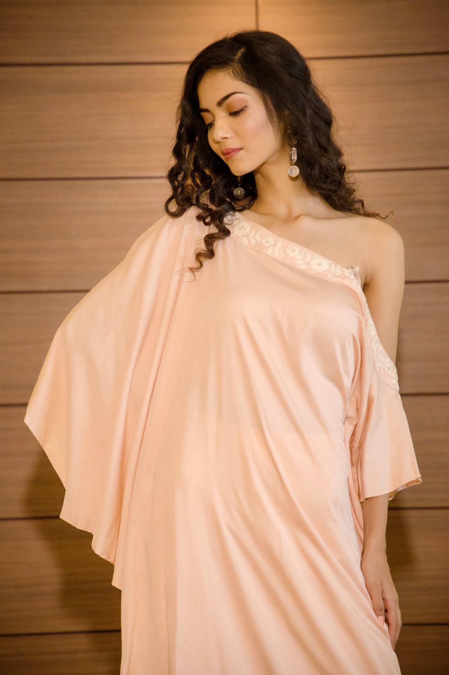 The very classy one shoulder cape with pants