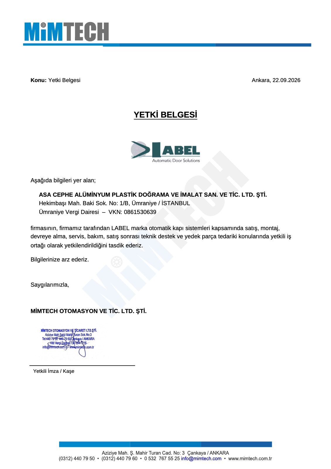 LABEL Yetki Belgesi